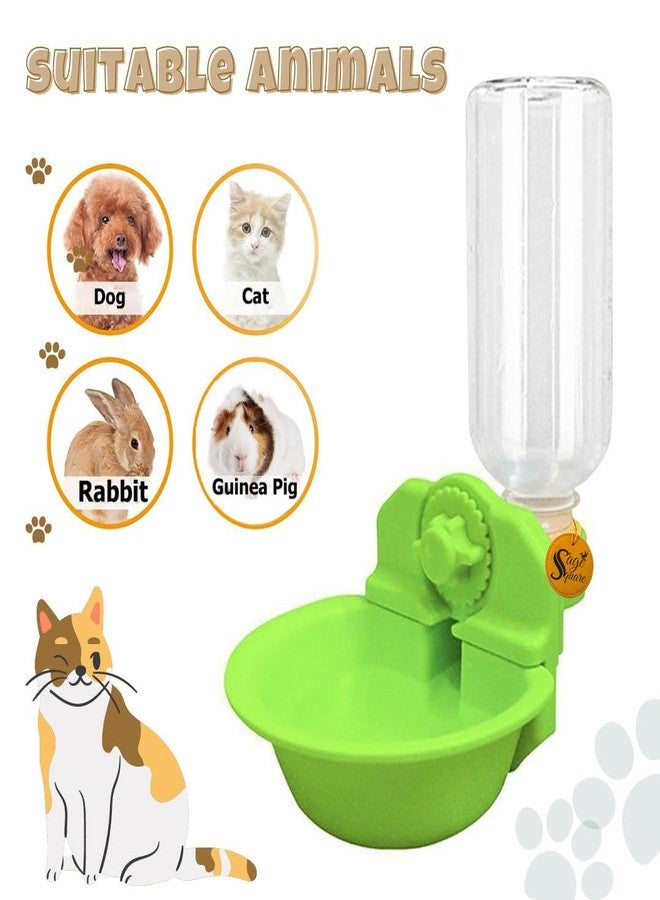 سايج سكوير وعاء طعام وموزع مياه أوتوماتيكي للقطط من سيج سكوير، وعاء ماء متحرك مع حامل، وعاء طعام متين وزجاجة ماء تعمل بالجاذبية للقطط الصغيرة والكلاب والأرانب والقطط الصغيرة - Image 2